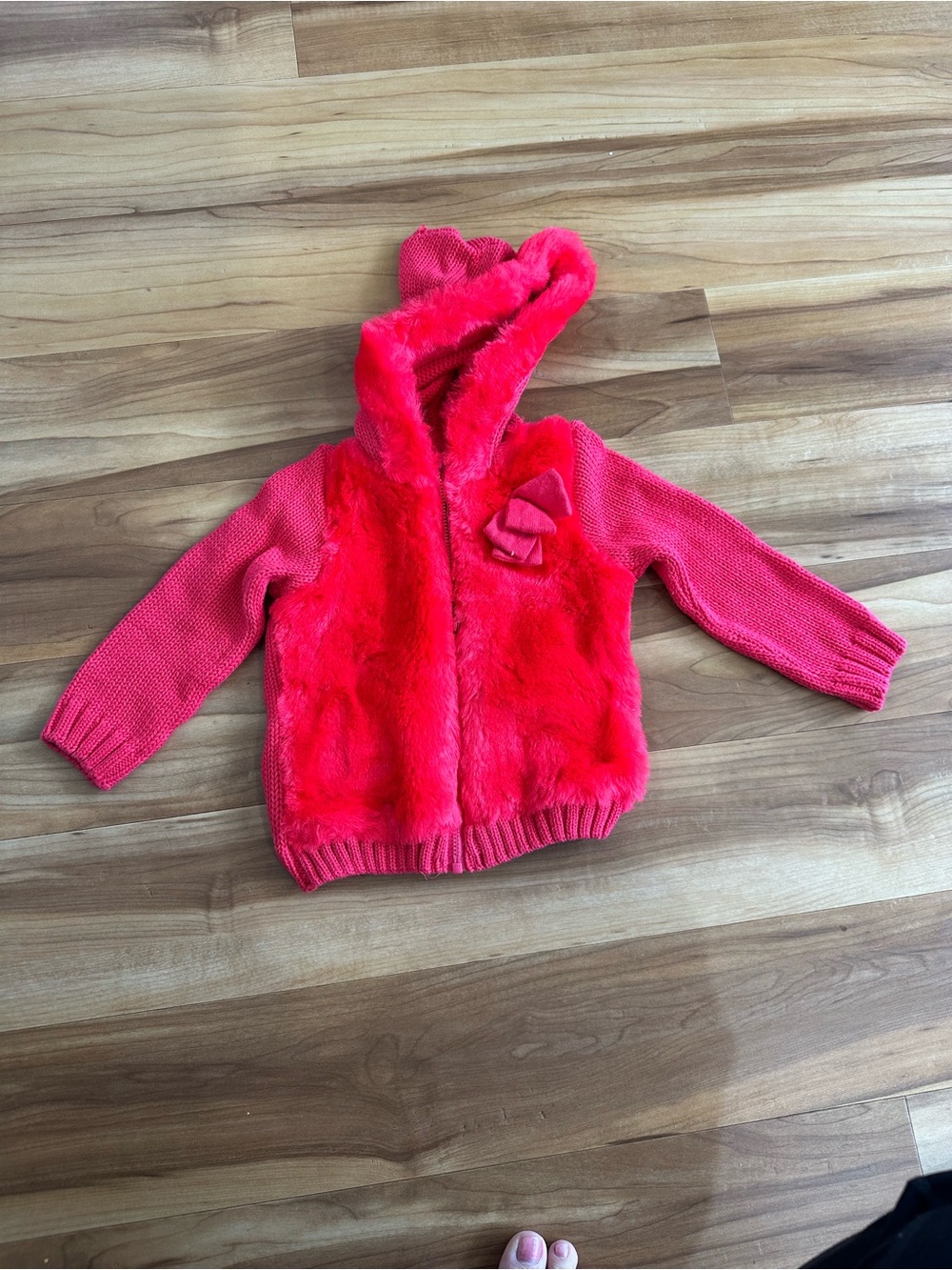 First Impressions Girls' Hooded Knit Cardigan in Bright Pink